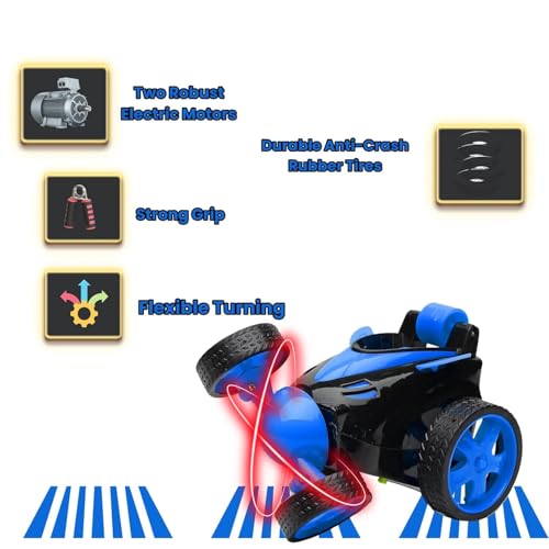 Gooyo GY-2090-14 360° Rotating & Rolling Stunt Car Toy with Demo Functions | Spin, Stunt, Flip Functions | Remote Control Stunt Car Toy for Kids | Blue | in-Built Battery | Gift Box Packaging - Image 3