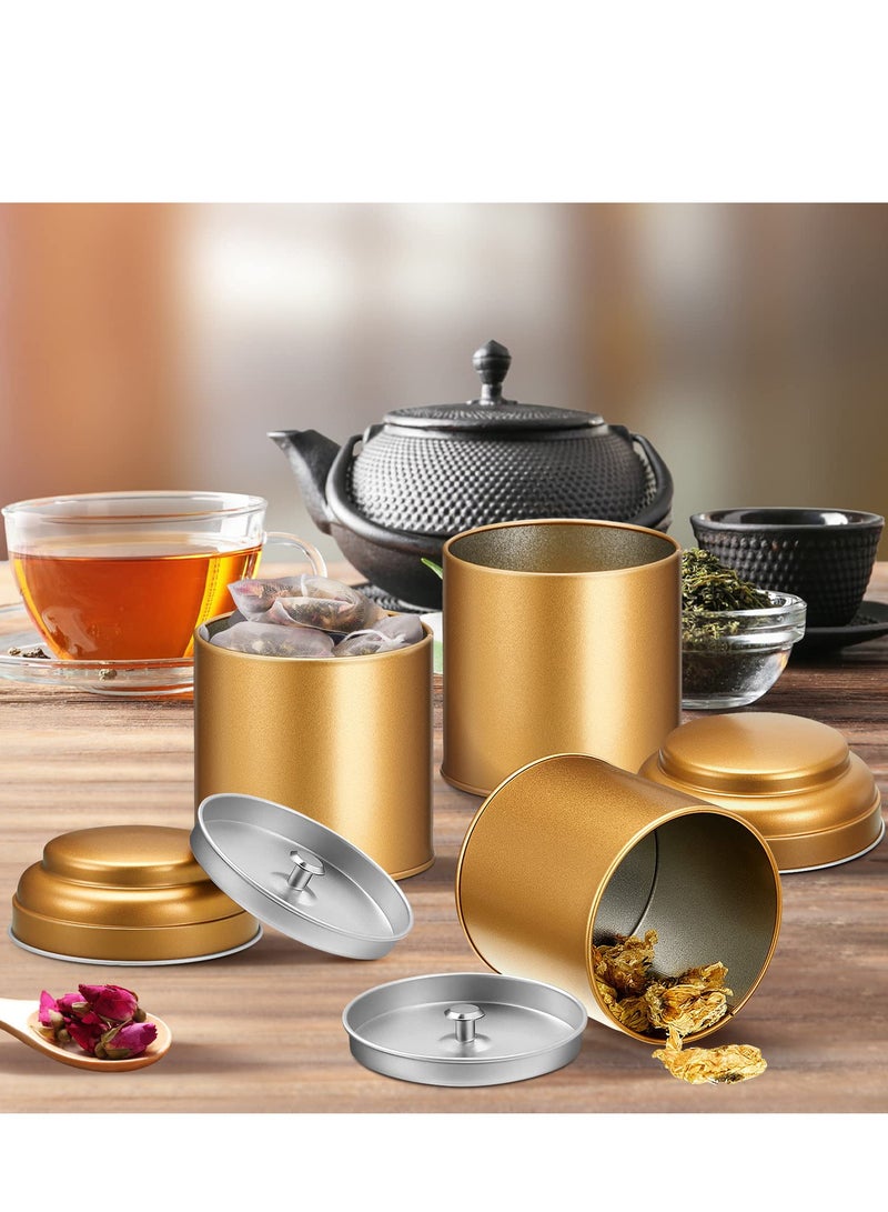 Excefore Tea Tin Canister, Mini Tea Storage Containers Round Tin Canister for Loose Tea, 8 oz Round Tin Can Box Small Kitchen Tea Canister Loose for Storage Tea - Image 4