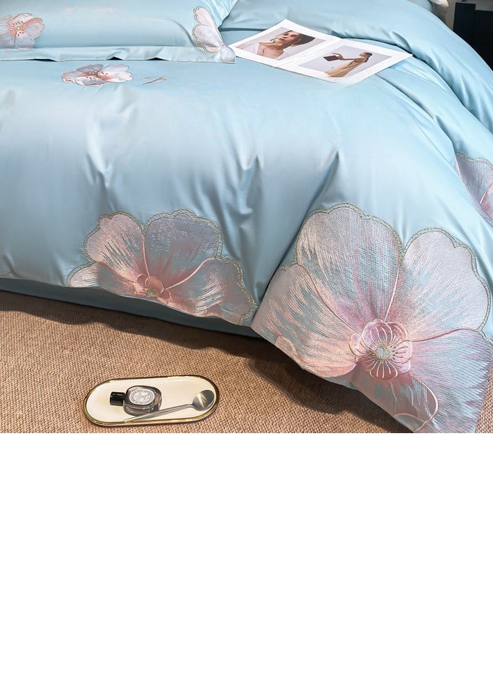 Bed Sheet Style — French High-End 60 Thread Pure Cotton Embroidered Bedding Four Piece Set - Image 4