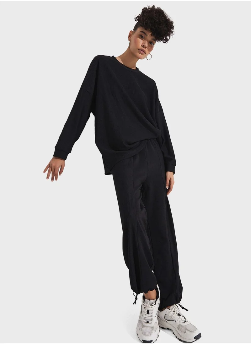 JUNE Crew Neck long Sleeve & High Waist Pants Set