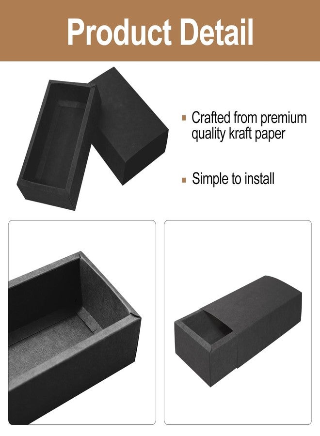 SENONAPO 32 Pcs Paper Drawer Box Mini Cardboard Present Boxes Rectangle Drawer with Blank Tags and Jute String Present Packaging Boxes for Business Jewelry Candy Wedding Party Supplies(Black - Image 3