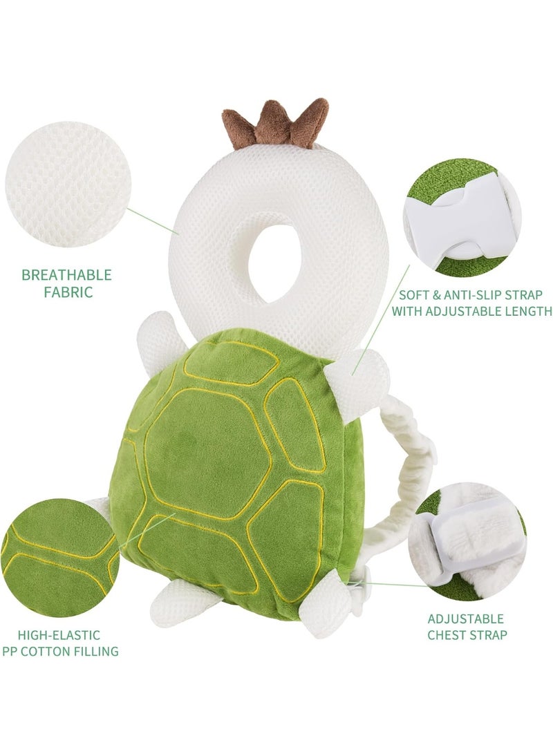 Baby Head Protector Cushion Backpack, Turtle Design Infant Safety Pillow for Crawling Walking - Image 3