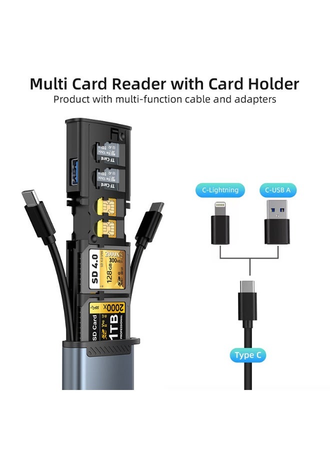 Rocketek 13-in-1 Type-C High-Speed Card Reader with Storage, Aluminum Alloy Heat-Dissipating Design, Multi Card Reader HUB with Simultaneous Dual-Card Reading - Image 4