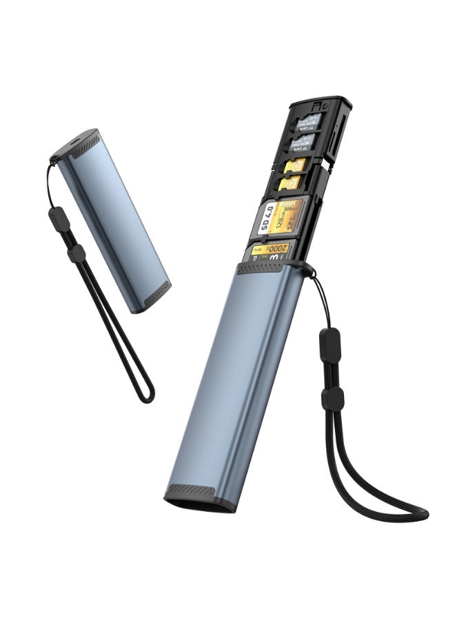 Rocketek 13-in-1 Type-C High-Speed Card Reader with Storage, Aluminum Alloy Heat-Dissipating Design, Multi Card Reader HUB with Simultaneous Dual-Card Reading - Image 1