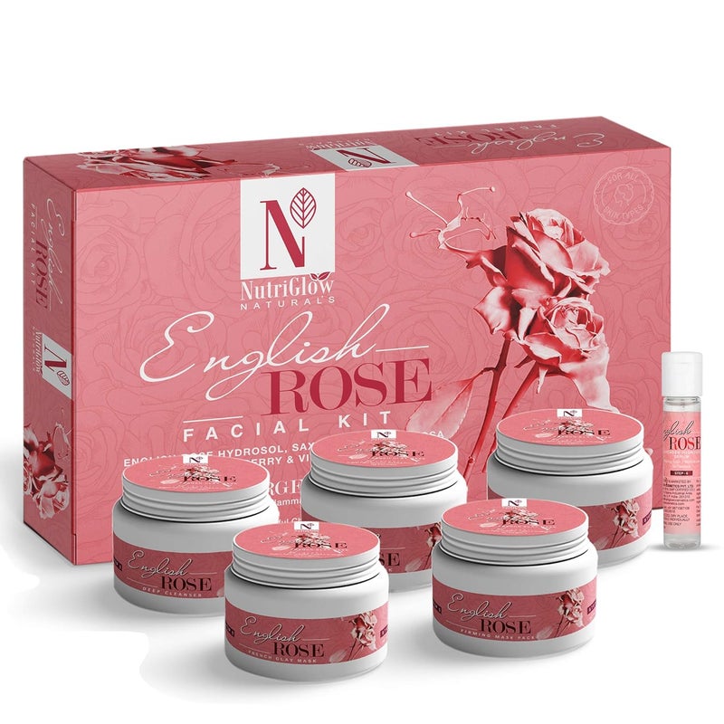 NutriGlow Naturals English Rose Facial Kit with Natural Rose Extracts for Radiant Glowing Skin 250g10ml - Image 1