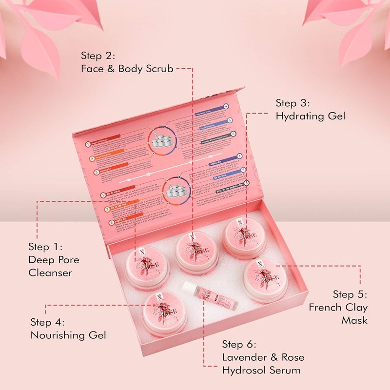 NutriGlow Naturals English Rose Facial Kit with Natural Rose Extracts for Radiant Glowing Skin 250g10ml - Image 3