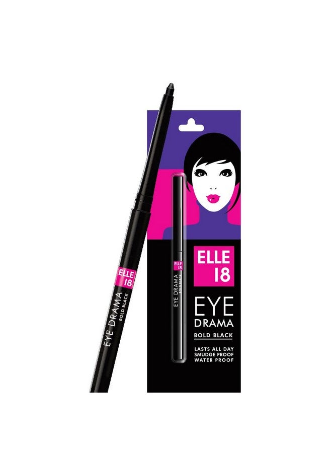 LAKME Elle18 Pencil Eyedrama Matte Kajal Bold Black - Image 1