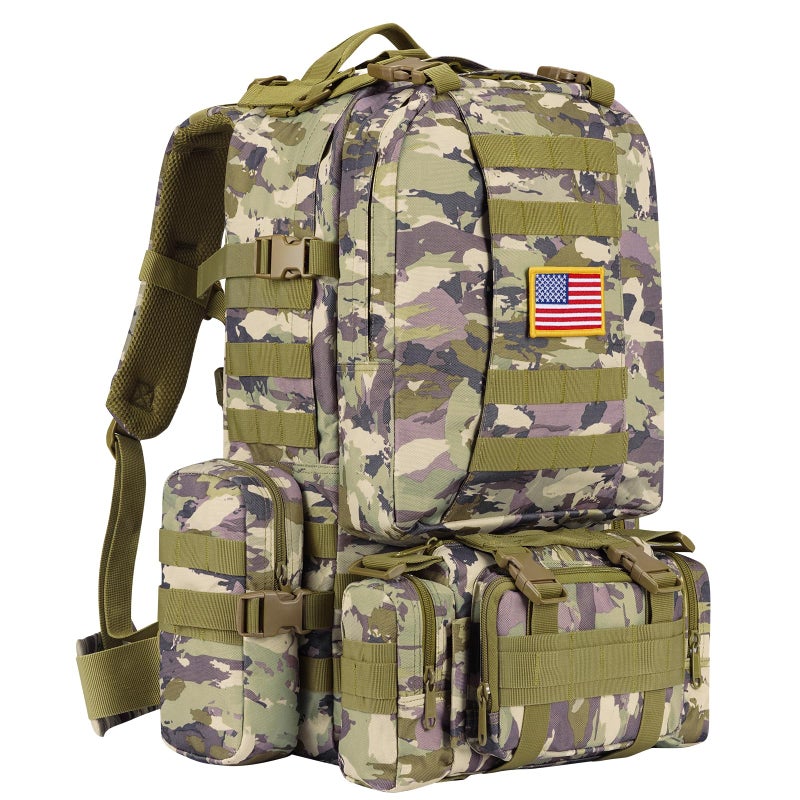 CVLIFE Tactical Backpack Military Army Rucksack 60L Large Assault Pack Detachable Molle Bag, Auriclash - Image 1