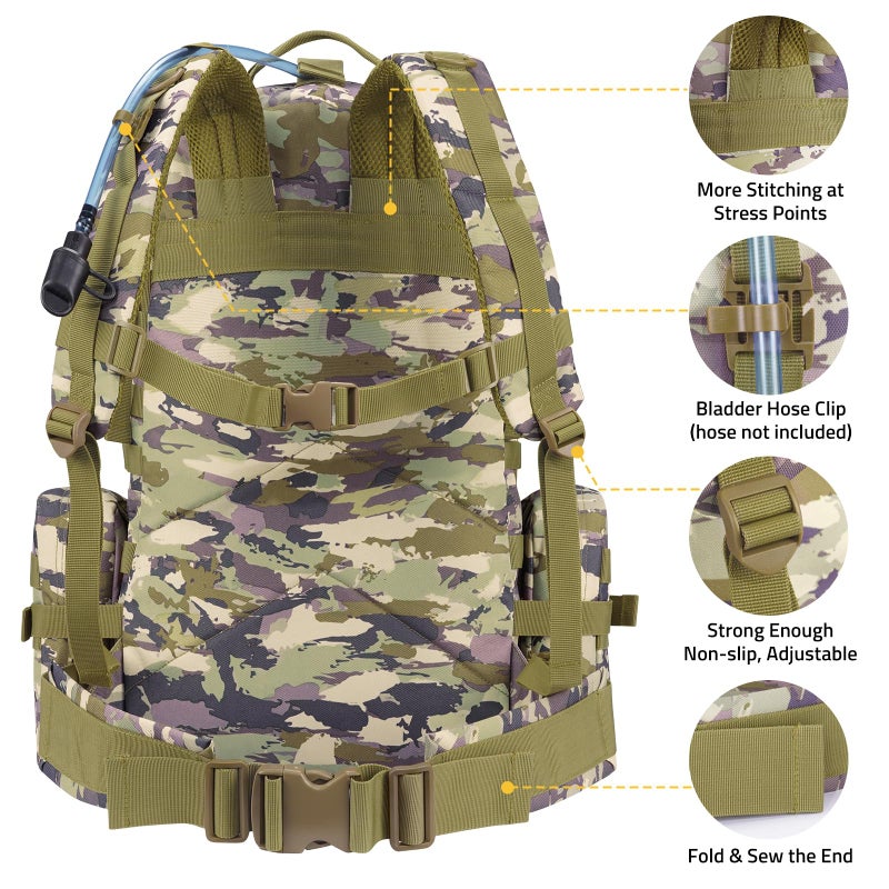 CVLIFE Tactical Backpack Military Army Rucksack 60L Large Assault Pack Detachable Molle Bag, Auriclash - Image 4