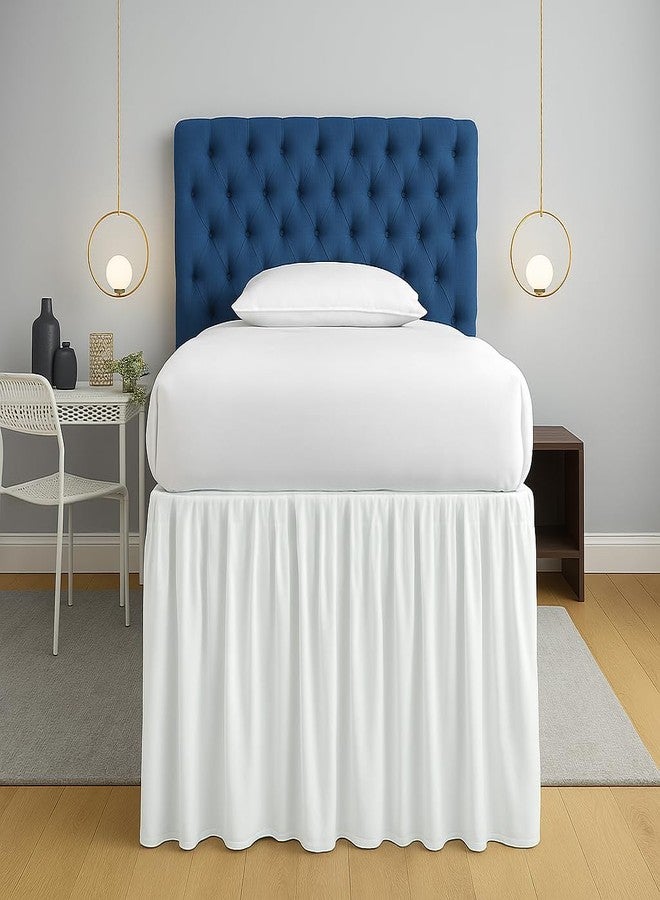 SLEEP-NEST Twin XL Dorm Bed Skirt - 42” Extra Long Drop, Platform Style - Dust Ruffle Bed Skirt, Wrinkle-Resistant, Hidden Storage Solution, Easy Fit for College Dorm Beds - White - Image 1