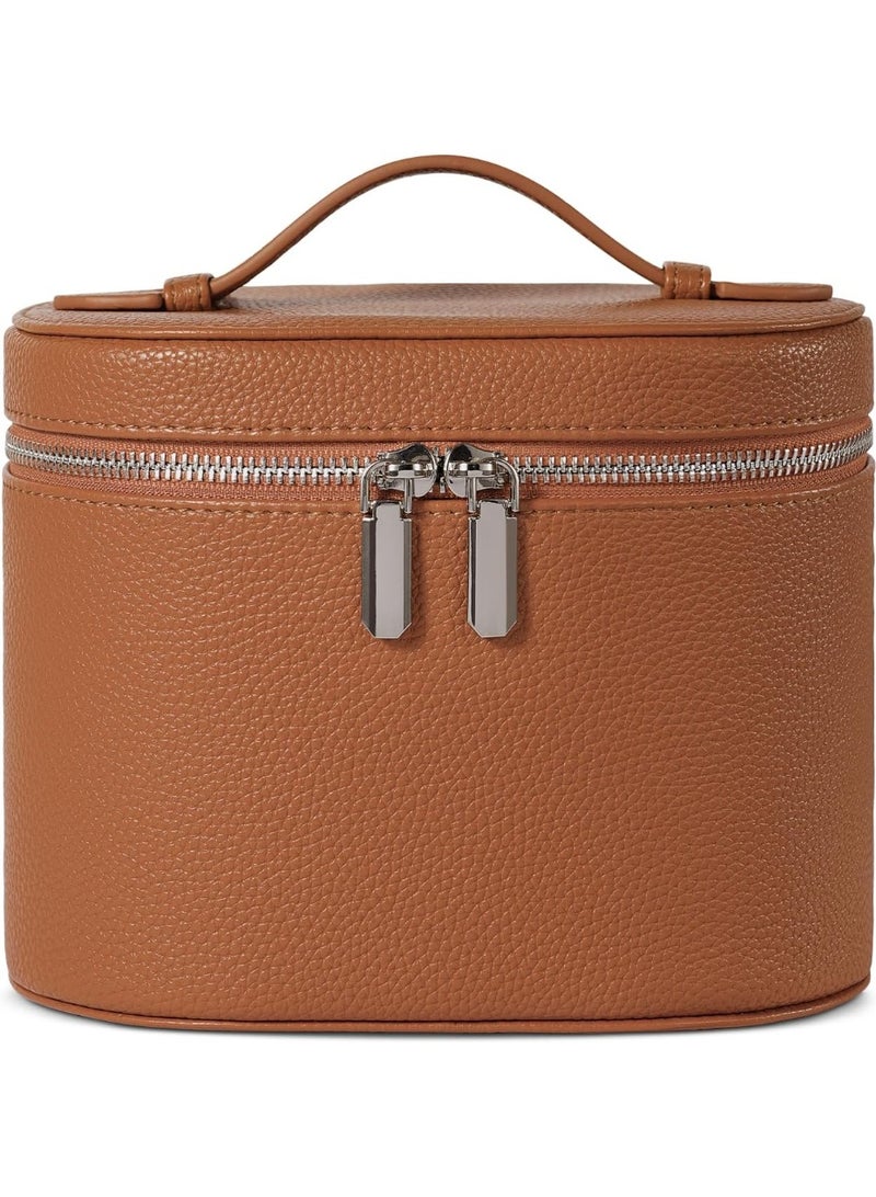 حقيبة، حقيبة سفر ذات أقسام ومسنن، حقيبة منظمة محمولة، حقيبة مستحضرات تجميل للنساء، بني (8 * 5.5 * 6 بوصة) - Image 1