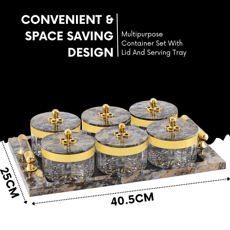 Nabhya Acrylic Unbreakable Multipurpose Airtight Dry Fruit Container Set With Lid & Serving Tray | Plastic Transparent Storage Box (Black, Pack of 6) - Image 5