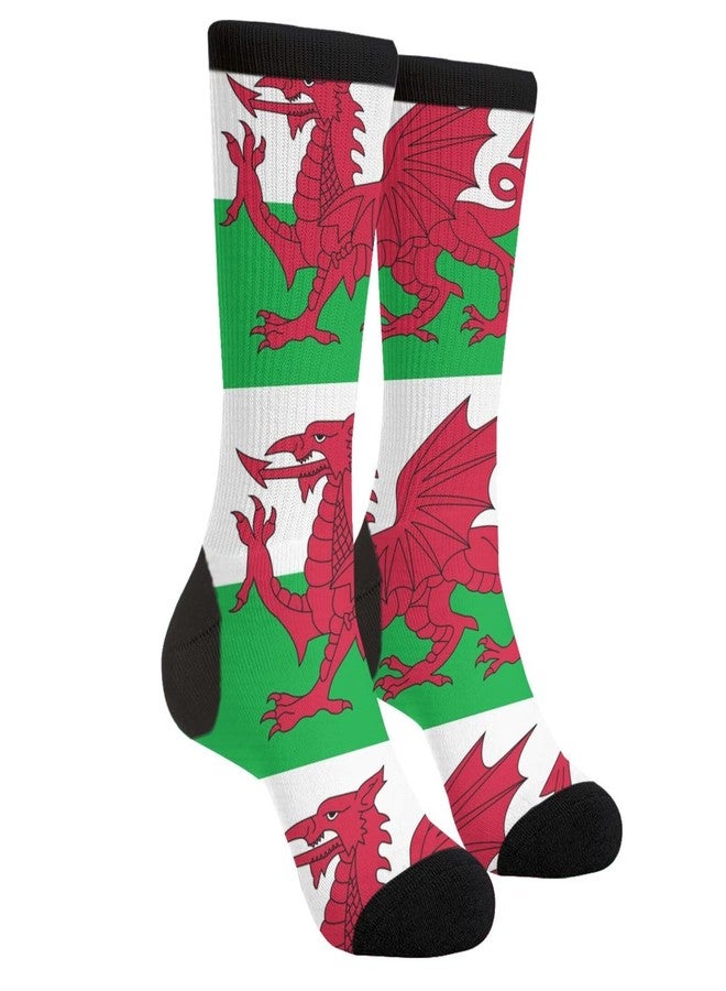 MOLIAN Welsh Dragon Flag Women Men Novelty Socks Funny Crazy Dress Sock - Image 1