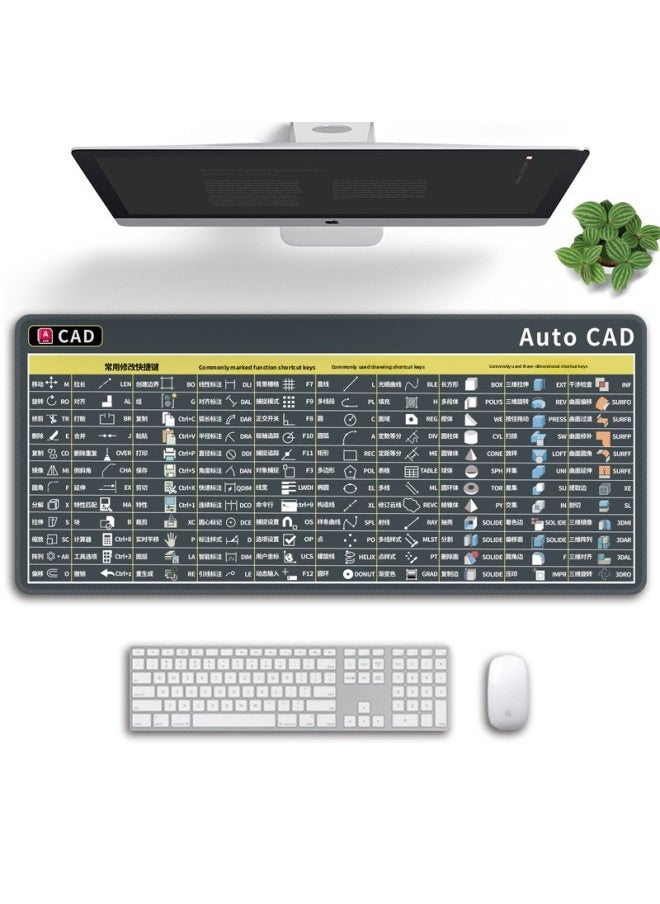 CAD Mouse Pad Shortcut Keys Pr Desk Pad Ps Keyboard Computer Excel Function Multi-function Ai-Color:800x300mm-2mm-Pattern:Professional - Gray CAD Shortcut Key Icon  - Image 1