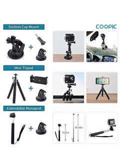 Coopic COOPIC Action Camera Accessories Kit 58 In 1 Compatible with Gopro MAX GoPro Hero 8 7 6 5 4 3+ 3 2 1 Black SJ4000/ SJ5000/ SJ6000 DJI OSMO Action DBPOWER AKASO Xiaomi Yi APEMAN WiMiUS Lightdow  - Image 3