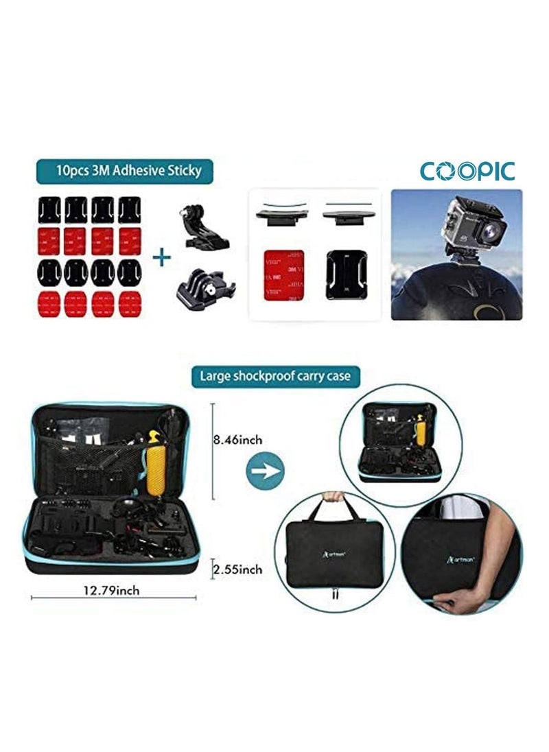 Coopic - COOPIC Action Camera Accessories Kit 58 In 1 Compatible with Gopro MAX GoPro Hero 8 7 6 5 4 3+ 3 2 1 Black SJ4000/ SJ5000/ SJ6000 DJI OSMO Action DBPOWER AKASO Xiaomi Yi APEMAN WiMiUS Lightdow - Image 1