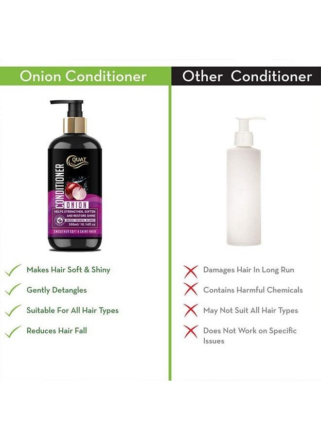 Quat - Onion Conditioner With Red Onion Seed Oil Extract Black Seed Oil & Provitamin B5 No Parabens Mineral Oil Silicones Color & Peg 300 Ml - Image 1