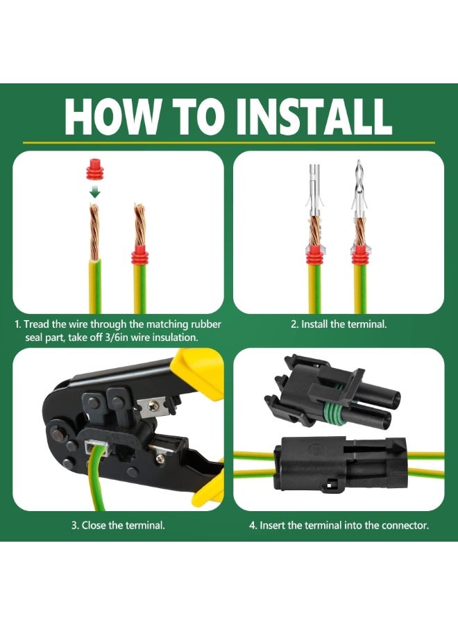 مجموعة من 360 قطعة من موصلات الأسلاك، 20 مجموعة من موصلات الأسلاك الكهربائية للسيارات، 1/2/3/4/6 دبابيس، ذكر وأنثى، مقاومة للماء، مناسبة للسيارات والدراجات النارية والسكوتر والشاحنات والقوارب. - Image 2