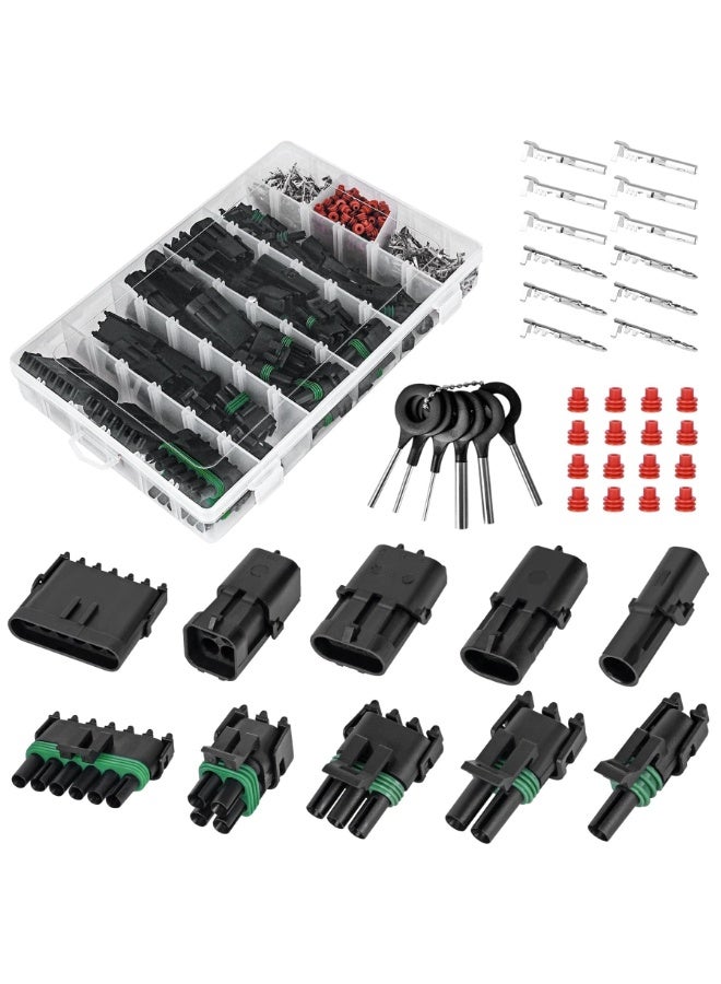 مجموعة من 360 قطعة من موصلات الأسلاك، 20 مجموعة من موصلات الأسلاك الكهربائية للسيارات، 1/2/3/4/6 دبابيس، ذكر وأنثى، مقاومة للماء، مناسبة للسيارات والدراجات النارية والسكوتر والشاحنات والقوارب. - Image 1