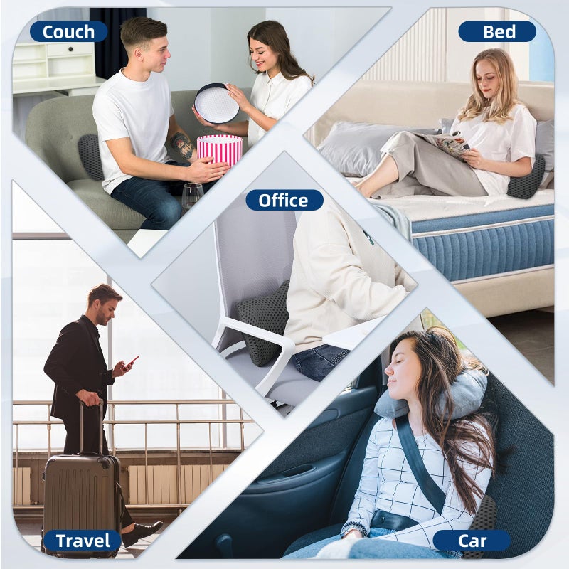 Memory Foam Lumbar Support Pillow for Office Chair, Car Seat, and Travel, Breathable Ergonomic Back Pillow with 4D Mesh Cover - Image 5