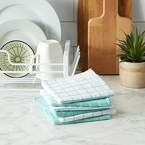 Design Imports DII Basic Terry collection Windowpane Dishcloth Set  12x12  Aqua  6 Piece - Image 4