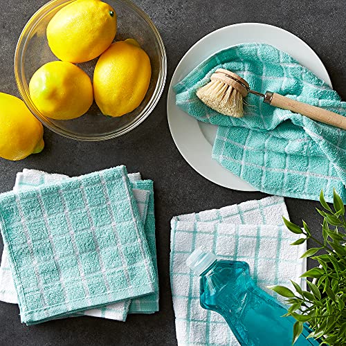 Design Imports DII Basic Terry collection Windowpane Dishcloth Set  12x12  Aqua  6 Piece - Image 5
