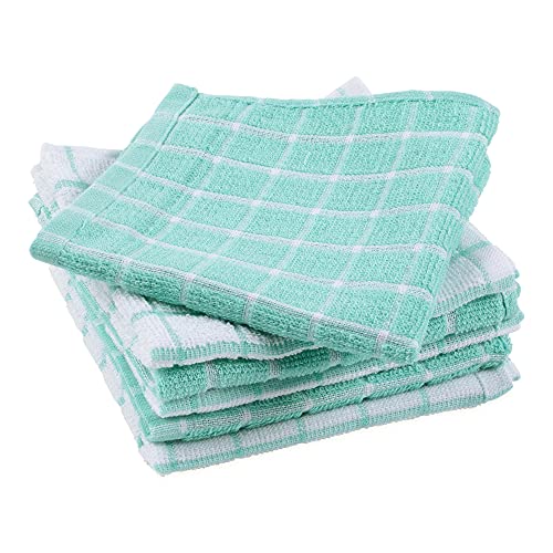 Design Imports DII Basic Terry collection Windowpane Dishcloth Set  12x12  Aqua  6 Piece - Image 2