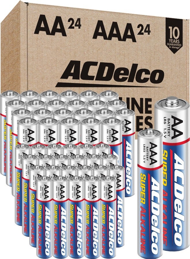 PowerMax ACDelco AA and AAA 48-Count Combo Pack Super Alkaline Batteries, 24-Count Each, 10-Year Shelf Life, Recloseable Packaging - Image 1