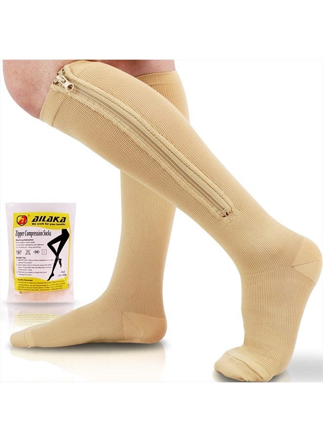 Ailaka Medical 15-20 mmHg Zipper Compression Socks Women Men  - Image 1