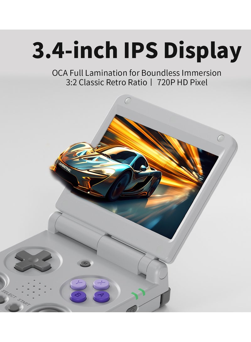 ANBERNIC  RG34XXSP Flip Handheld Gaming Console, 3.4-Inch IPS screen, Linux64-bit Single Player Gaming Console, 64G TF Dual Slot, 3300mAH Battery, WIFI Bluetooth, Portable Handheld Style Foldable Retro Video game player - Image 4