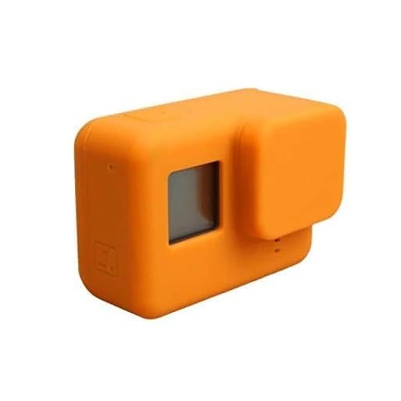 Action Pro Silicone Rubber Case + Lens Protective Cap Cover Compatible with GoPro Hero 7/6/5 Action Camera (Orange) - Image 1