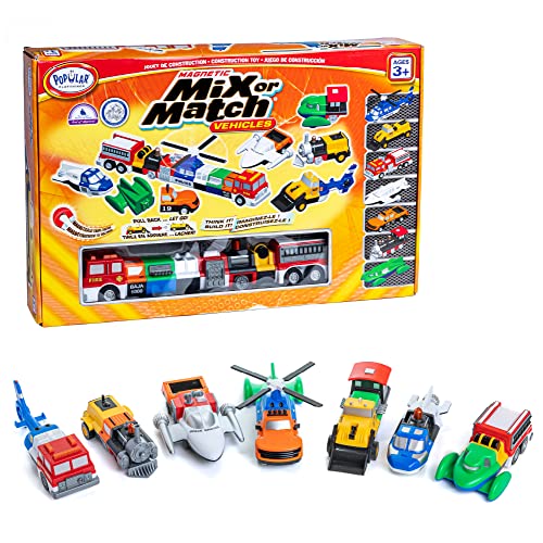POPULAR PLAYTHINGS Magnetic Vehicles for Toddlers 13 Mix or Match Car Toys 21 Piece Gift for Kids  Vehicles Orange - Image 1
