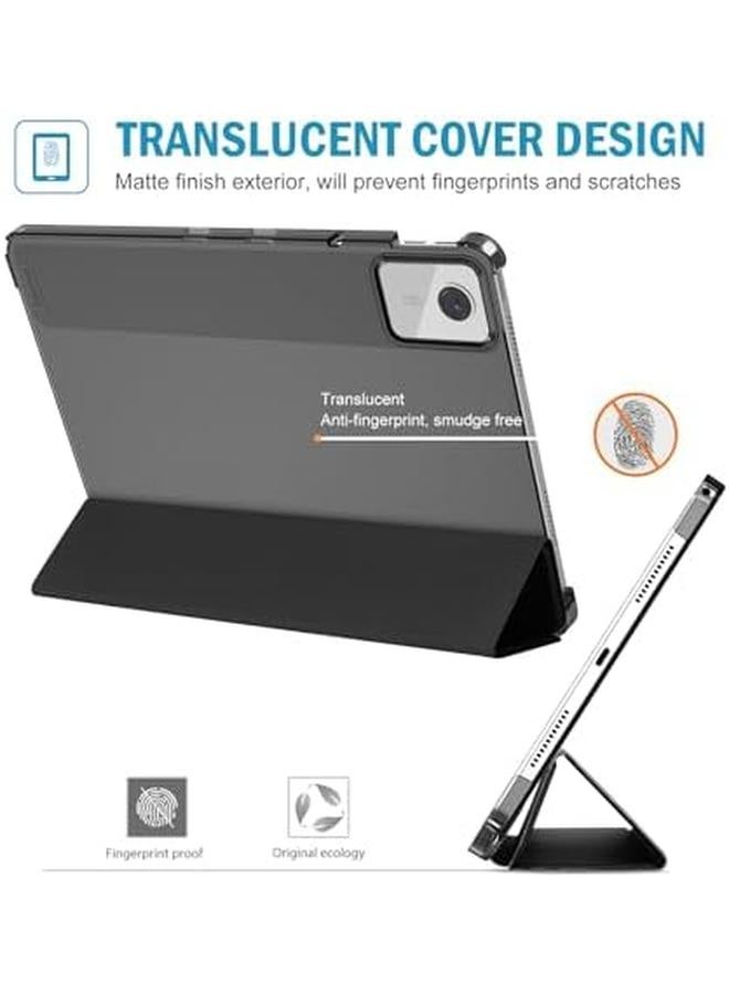 Procases Smart Case For Lenovo Tab M11 11" 2024 Tb330Fu With Pen Holder Slim Stand Tri Fold Hard Shell Protective Tablet Cover Translucent Back Case Support Auto Wake Sleep Black - Image 2