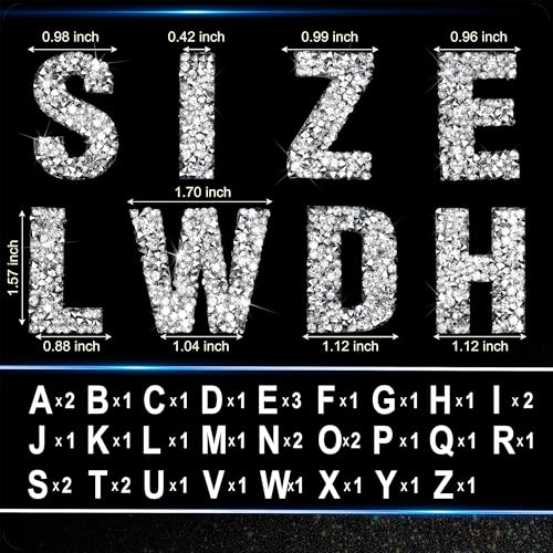 Locacrystal 34Pcs Bling Resin Rhinestone Alphabet Letter Stickers, A-Z Letters Self-Adhesive hotfix Crystal Rhinestones Word Sticker for Car&Art&Crafts&Clothing DIY Decoration(Silver) - Image 4