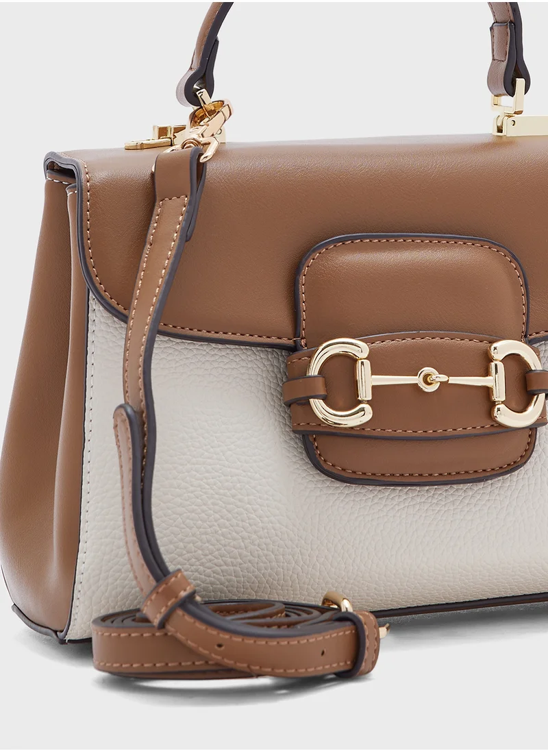 Khizana Canvas Satchel Bag With Horse Bit Buckle
