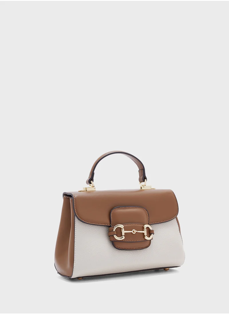 Khizana Canvas Satchel Bag With Horse Bit Buckle