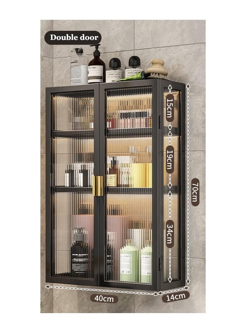 Generic Wall Mounted Bathroom Storage Cabinet with Clear Doors & Adjustable Shelves - 3-Tier Medicine Cabinet Organizer for Bathroom, Kitchen, Bedroom, Laundry - Space Saving Cupboard Shelf (40cm, Black)  - Image 2