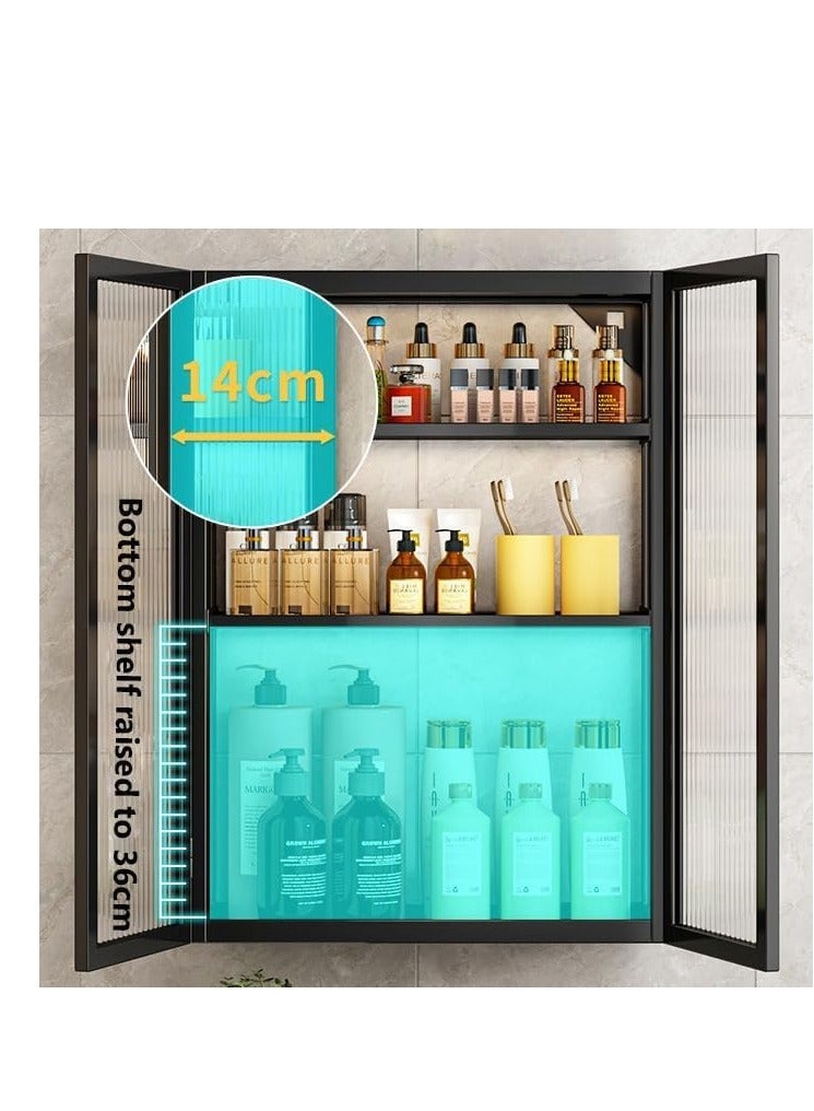 Generic Wall Mounted Bathroom Storage Cabinet with Clear Doors & Adjustable Shelves - 3-Tier Medicine Cabinet Organizer for Bathroom, Kitchen, Bedroom, Laundry - Space Saving Cupboard Shelf (40cm, Black)  - Image 3