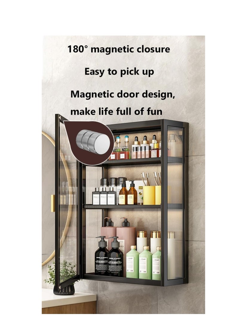 Generic Wall Mounted Bathroom Storage Cabinet with Clear Doors & Adjustable Shelves - 3-Tier Medicine Cabinet Organizer for Bathroom, Kitchen, Bedroom, Laundry - Space Saving Cupboard Shelf (40cm, Black)  - Image 5