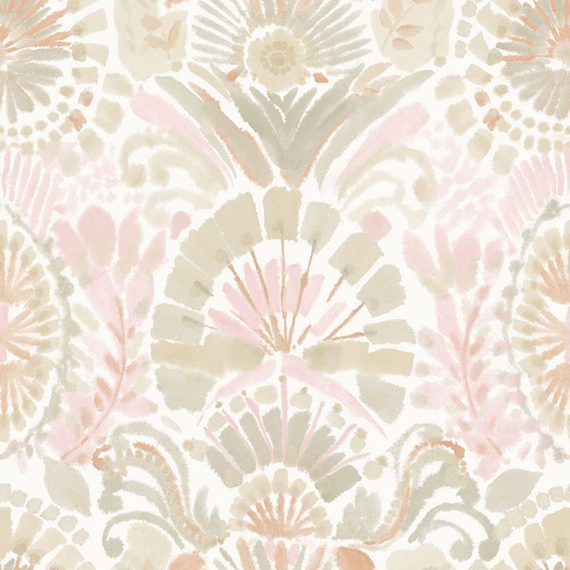 Tempaper Pink Bohemia Damask Removable Peel and Stick Boho Wallpaper, 20.5 in X 16.5 ft, Made in the USA - Image 1