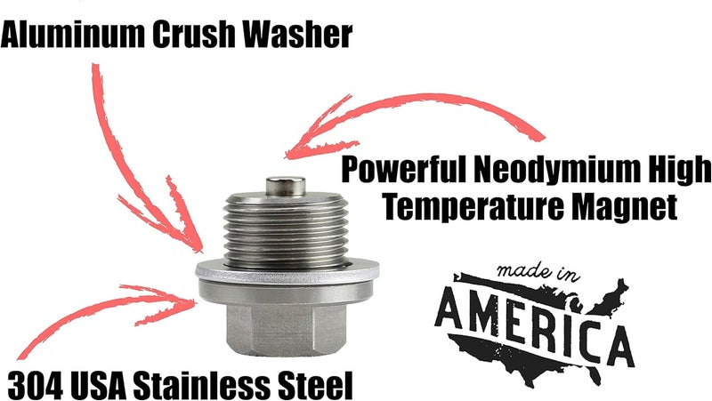 Votex M20X1.5MM Stainless Steel Engine Magnetic Oil Drain Plug with Neodymium Magnet - Made in USA - Image 3