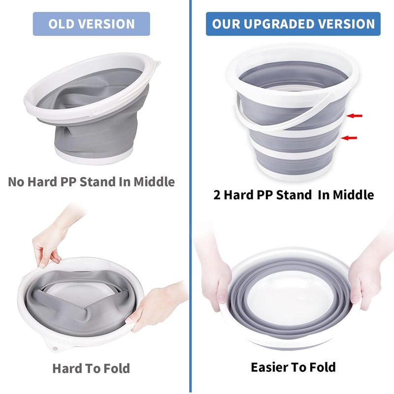 Craftend Collapsible Bucket 10L 26 Gallon Cleaning Bucket Mop Bucket Folding Foldable Portable Small Plastic Water Supplies for Outdoor Garden Camping Fishing Car Wash Space Saving - Image 3