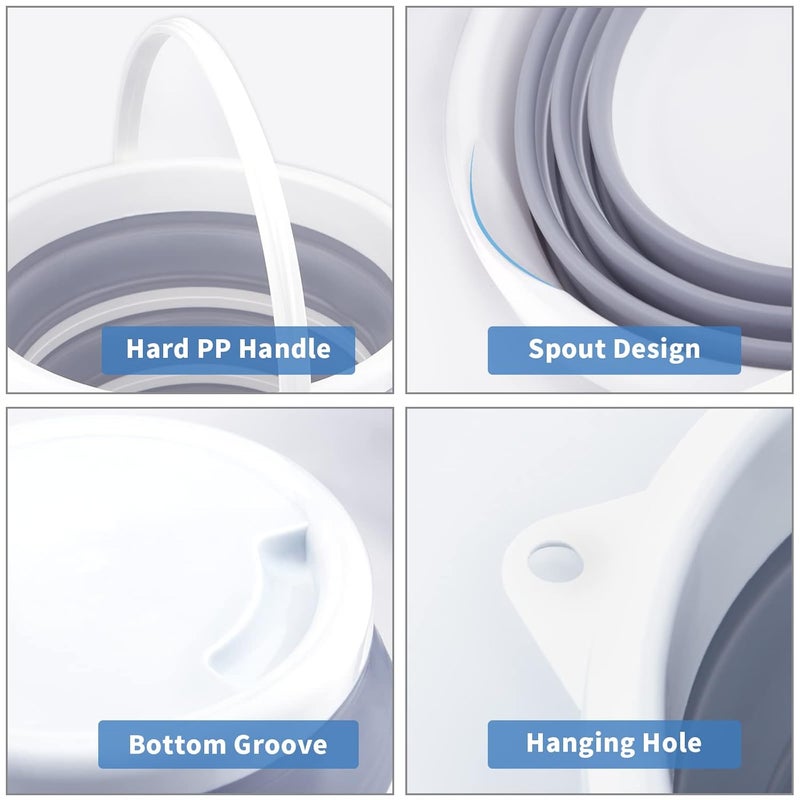Craftend Collapsible Bucket 10L 26 Gallon Cleaning Bucket Mop Bucket Folding Foldable Portable Small Plastic Water Supplies for Outdoor Garden Camping Fishing Car Wash Space Saving - Image 5