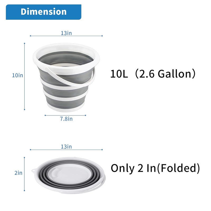 Craftend Collapsible Bucket 10L 26 Gallon Cleaning Bucket Mop Bucket Folding Foldable Portable Small Plastic Water Supplies for Outdoor Garden Camping Fishing Car Wash Space Saving - Image 2