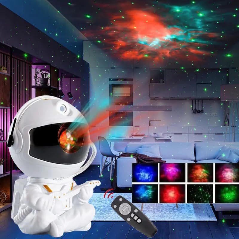 One94Store Astronaut Galaxy Projector Night Light – 360° Rotating Nebula Star Projector with Remote, Timer & Adjustable Head – LED Space Lamp for Kids’ Bedroom, Home & Party Décor (Guitar Astronaut) - Image 1