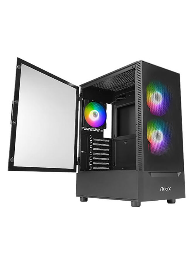 ANTEC - Antec NX410 ATX Mid Tower Case, Black, Tempered Glass Side Panel, Full Side View, Pre-Installed 2x 140mm RGB Fans (Front), 1x 120mm ARGB Fan (Rear), 7 Expansion Slots, 280mm Radiator Support, Cable Management System, High-Airflow Design, Supports GPU up to 370mm, PSU Shroud, Easy-Access I/O Ports, Black | NX410 - Image 1