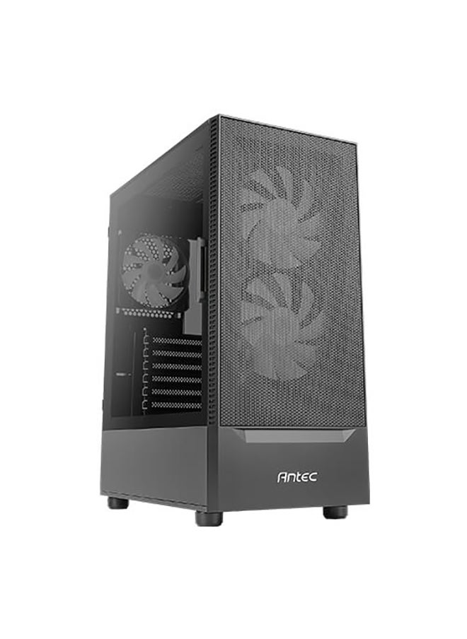 ANTEC - Antec NX410 ATX Mid Tower Case, Black, Tempered Glass Side Panel, Full Side View, Pre-Installed 2x 140mm RGB Fans (Front), 1x 120mm ARGB Fan (Rear), 7 Expansion Slots, 280mm Radiator Support, Cable Management System, High-Airflow Design, Supports GPU up to 370mm, PSU Shroud, Easy-Access I/O Ports, Black | NX410 - Image 1