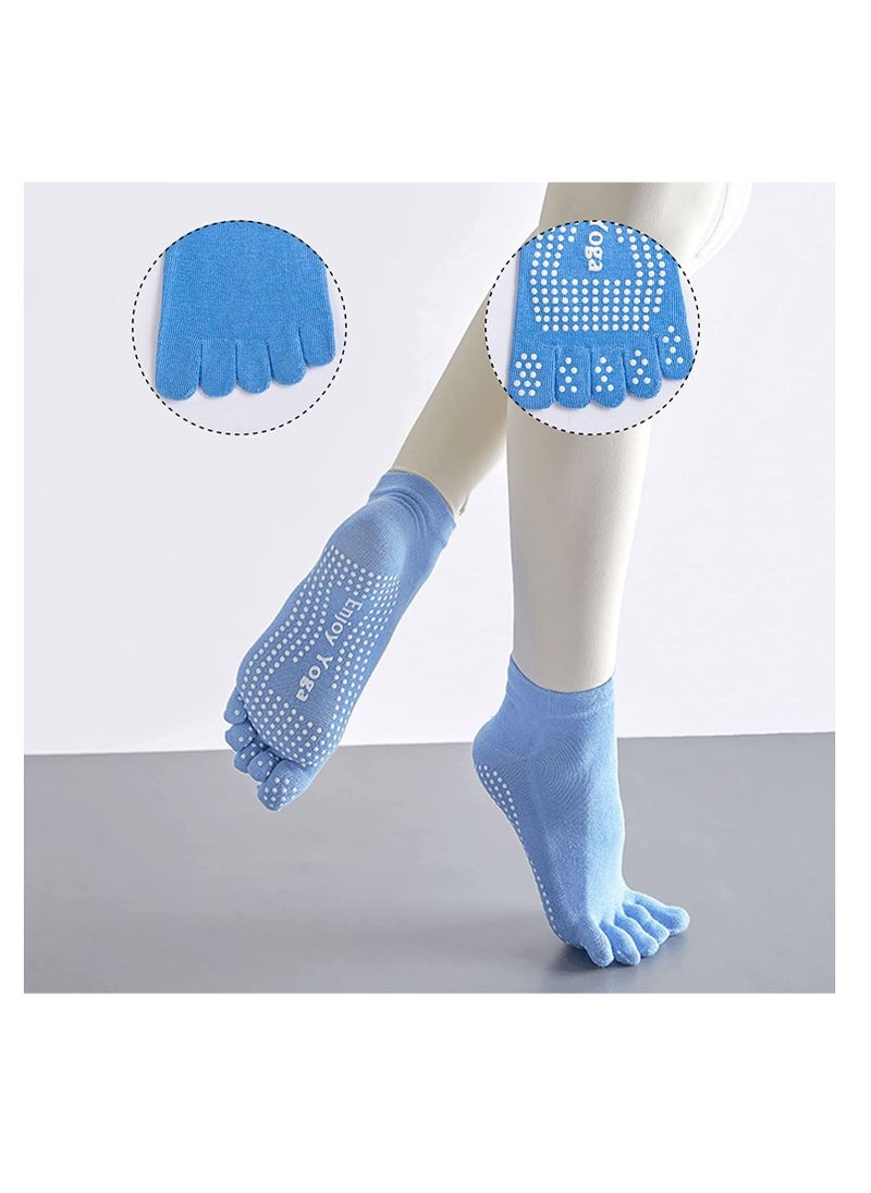 SYOSI 3 Pairs Non-Slip Yoga Socks with Grips, Pilates Socks for Women Cotton Dance Barre Ballet Socks, Ladies Five Toe Socks Grip Socks for Home Workout Gym Sports Non-Slip Yoga Socks for Workouts ASIN: B0C  - Image 5