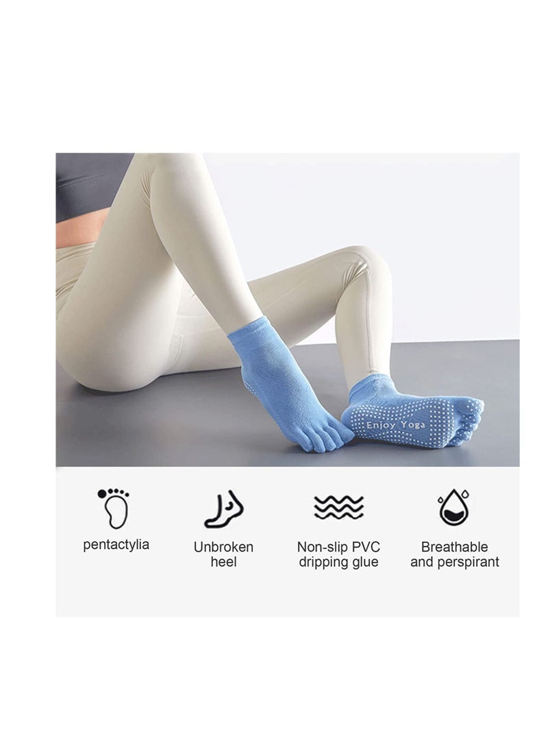 SYOSI 3 Pairs Non-Slip Yoga Socks with Grips, Pilates Socks for Women Cotton Dance Barre Ballet Socks, Ladies Five Toe Socks Grip Socks for Home Workout Gym Sports Non-Slip Yoga Socks for Workouts ASIN: B0C  - Image 3