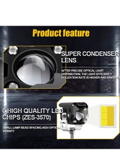 SYOSI Motorcycle LED Driving Fog Lights, Dual Color 60W 6000lm Off Road Light Pod for Motorcycle Truck SUV UTV ATV Tractor  - Image 4